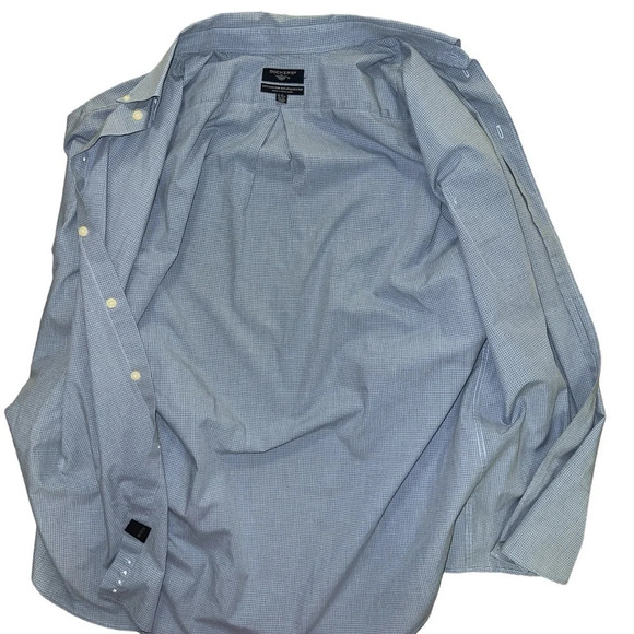 Dockers Long Sleeve Button Down Oxford Blue Checked Shirt - Picture 4 of 7